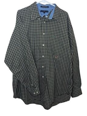 Vintage Tommy Hilfiger Button Up Shirt Men’s XL Plaid Long Sleeve Crest Logo